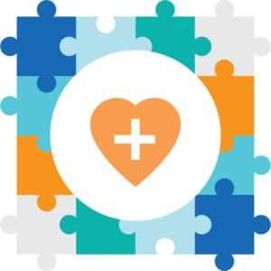 clipart of heart in the centre with puzzle pieces surrounding it